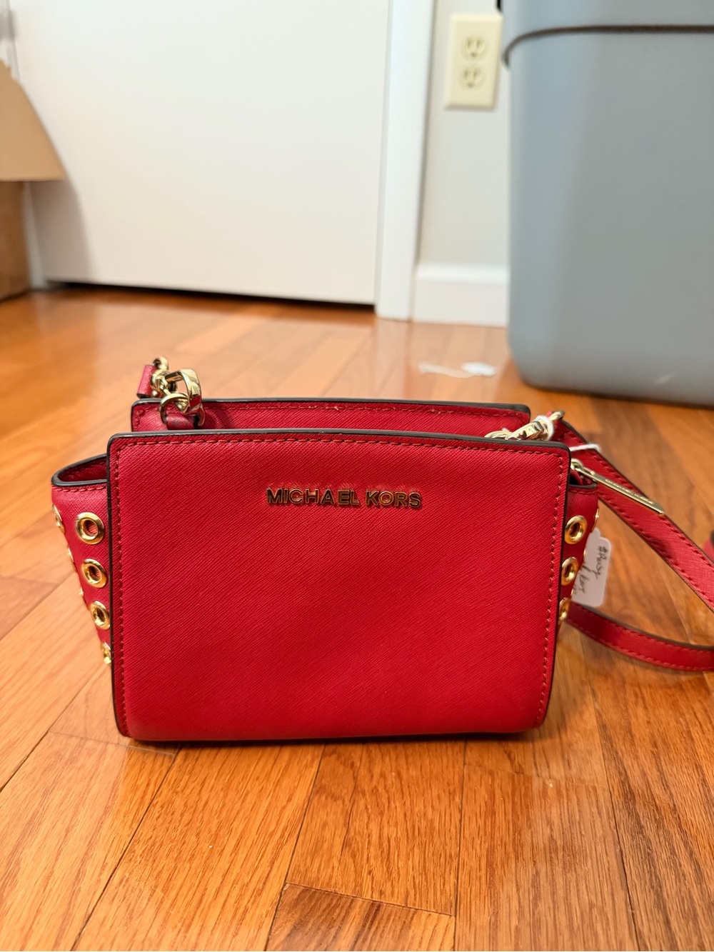 Michael Kors Red Saffiano Crossbody with Gold Hardware